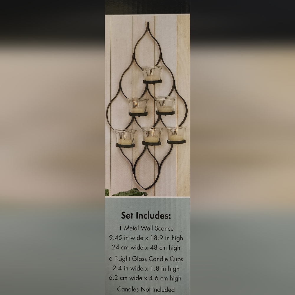 Black Metal Wall Sconce 7 Pc Set - Picture 2 of 3